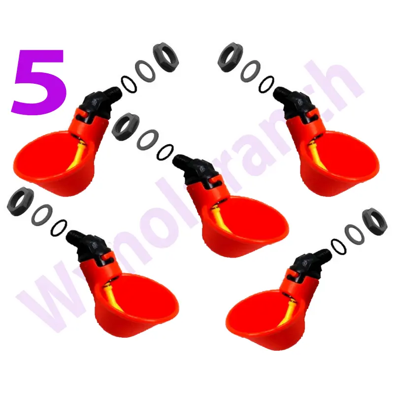 5 AUTOMATIC WATERER DRINKER CUPS WITH NUT O-RING & WASHER CHICKEN COOP POULTRY Wynola Ranch