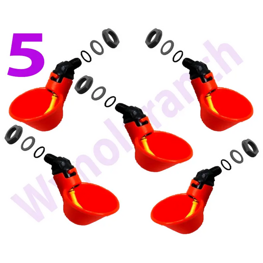 5 AUTOMATIC WATERER DRINKER CUPS WITH NUT O-RING & WASHER CHICKEN COOP POULTRY Wynola Ranch