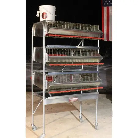 Quail Cage 36" H. D Triple Rack Breeding & Community Cage (4 Sections) Wynola Ranch